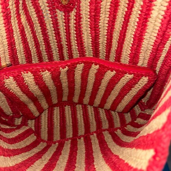 Anthropologie The Love Knot Slouchy Bag: Raffia Buckle Edition | New NWT | Red S - Picture 10 of 16